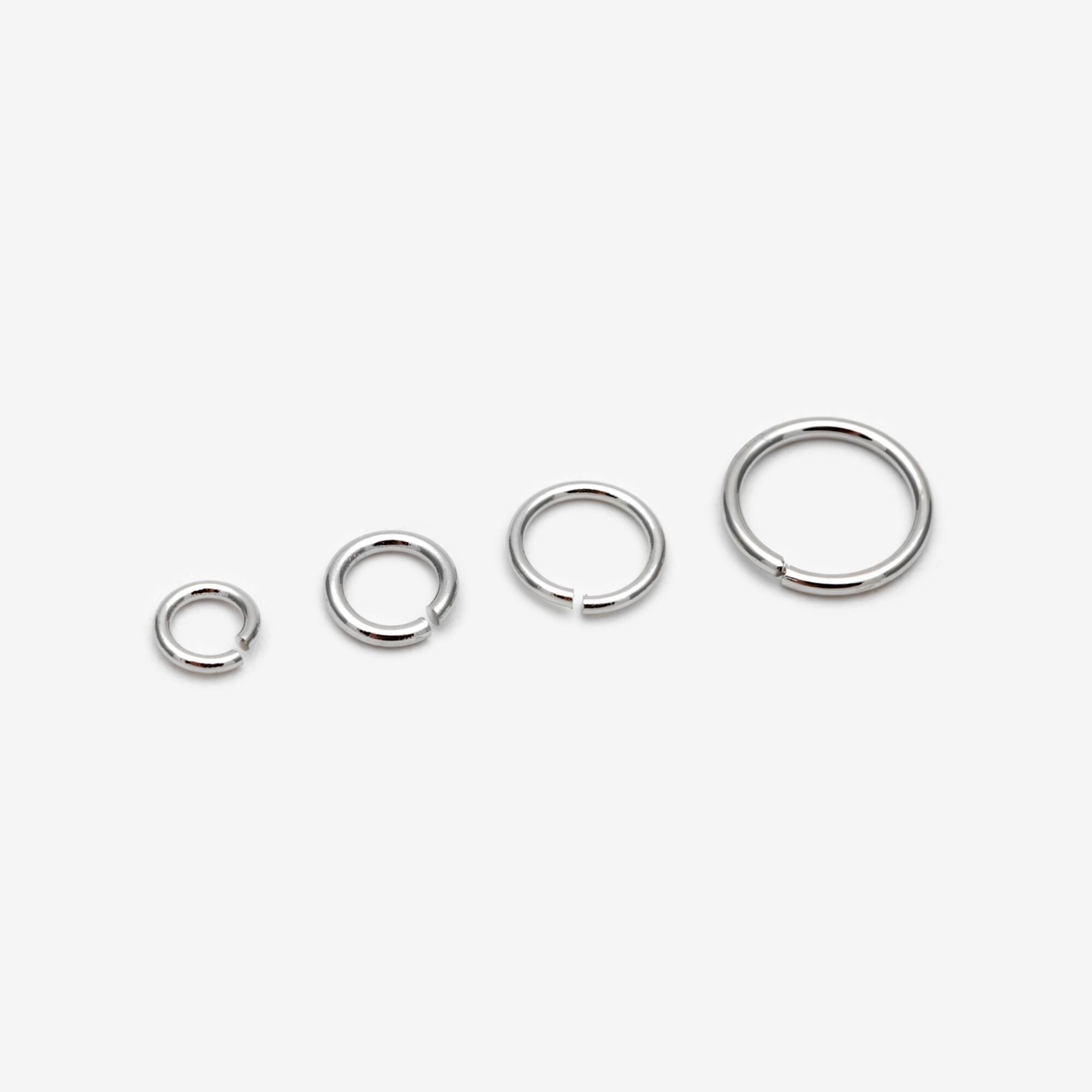 100pcs Silver Open Jump Rings, Rhodium plated Brass Split Rings, Multi Sizes Wholesale (GB-250)